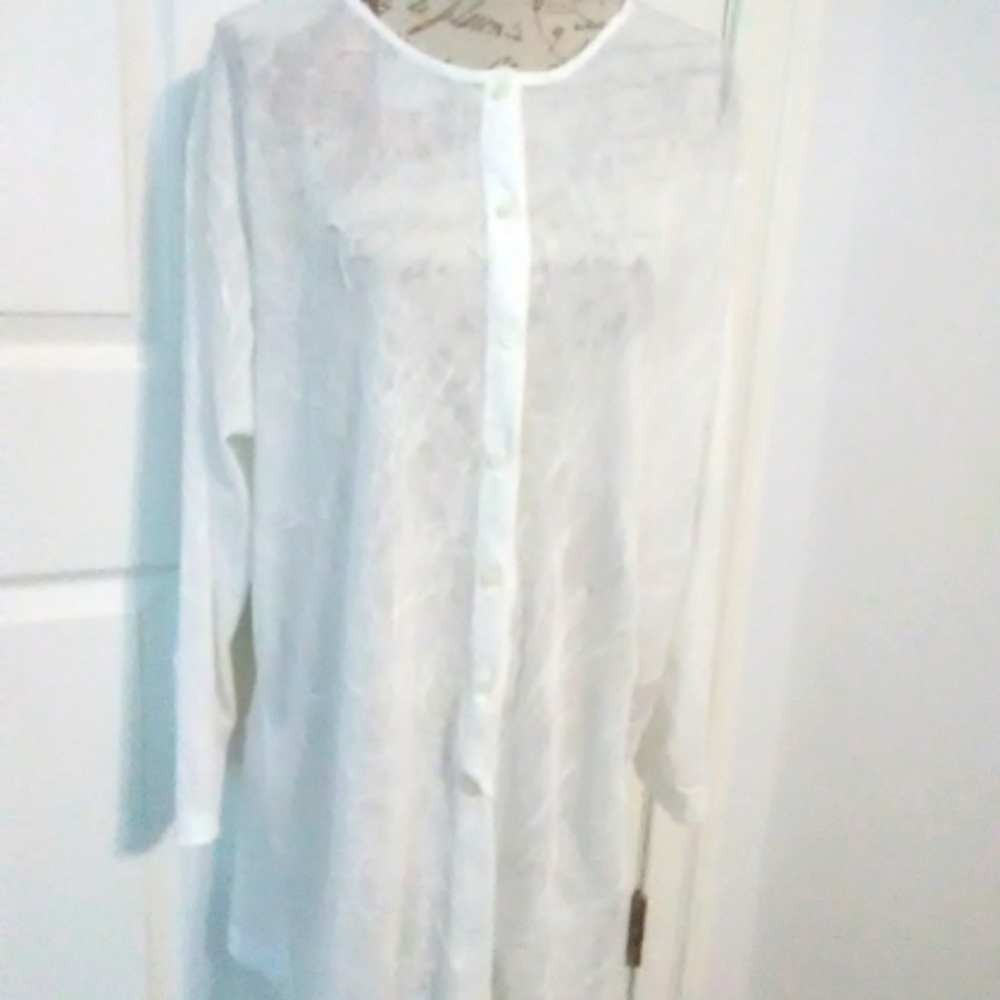 Sheer white button up top